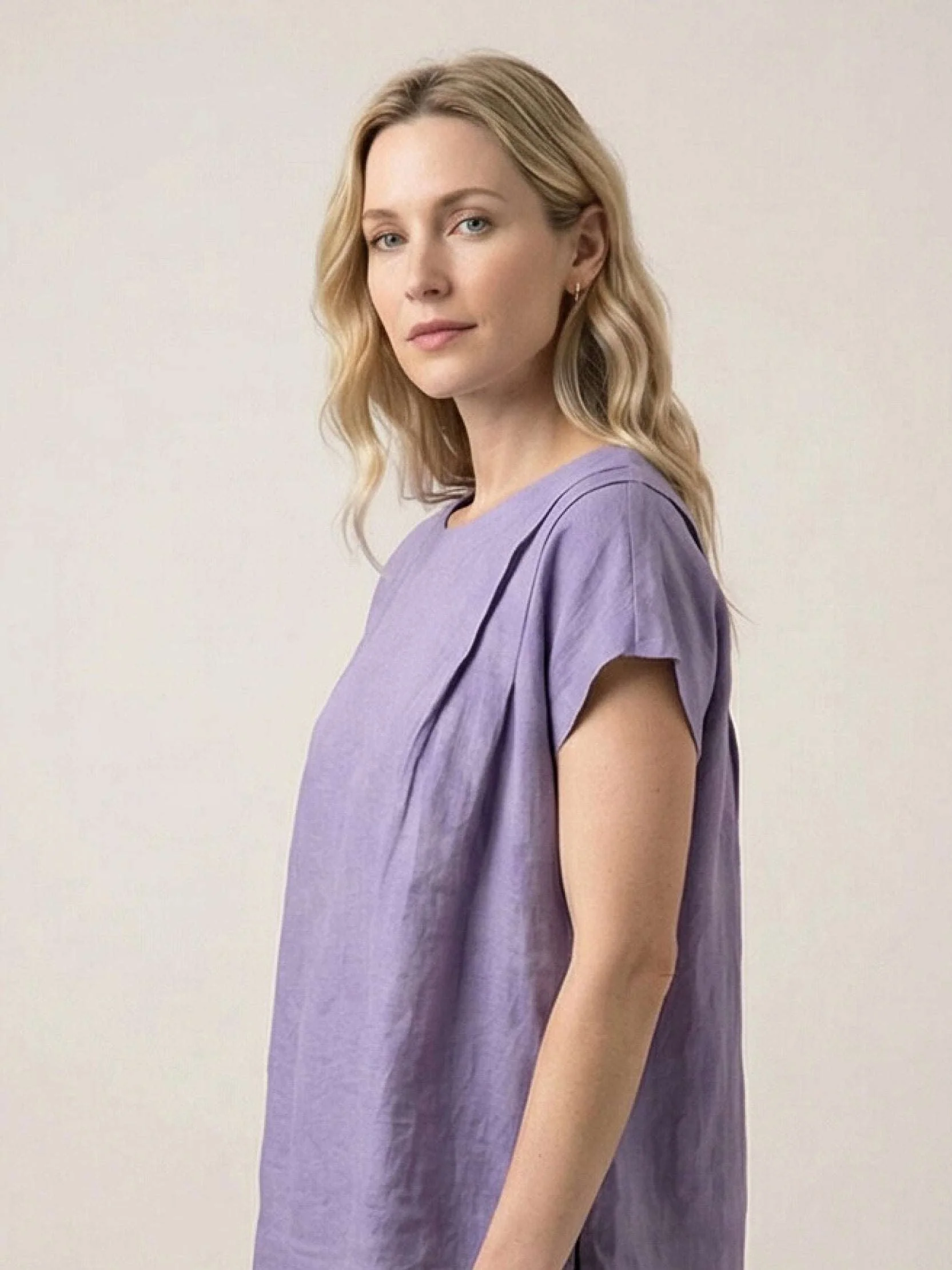 100% Linen Boxy Cap-Sleeve Top - Image 4