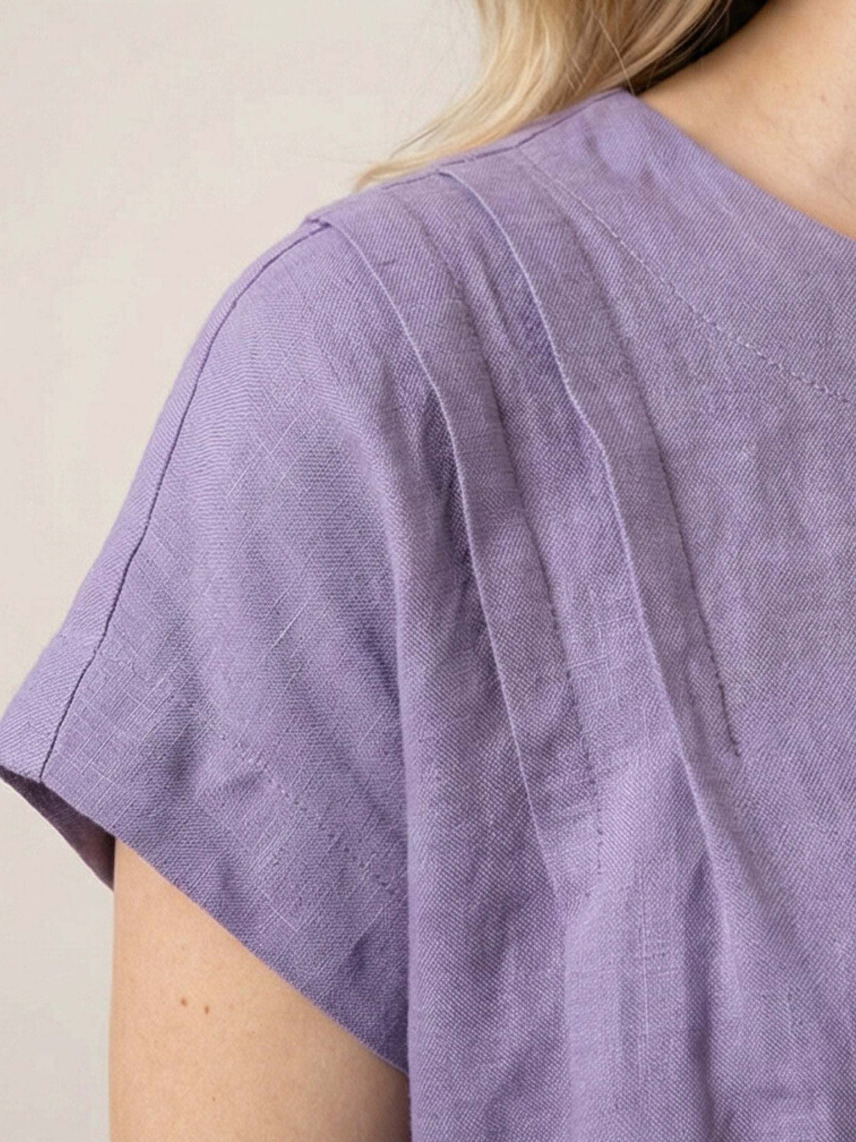 100% Linen Boxy Cap-Sleeve Top - Image 6
