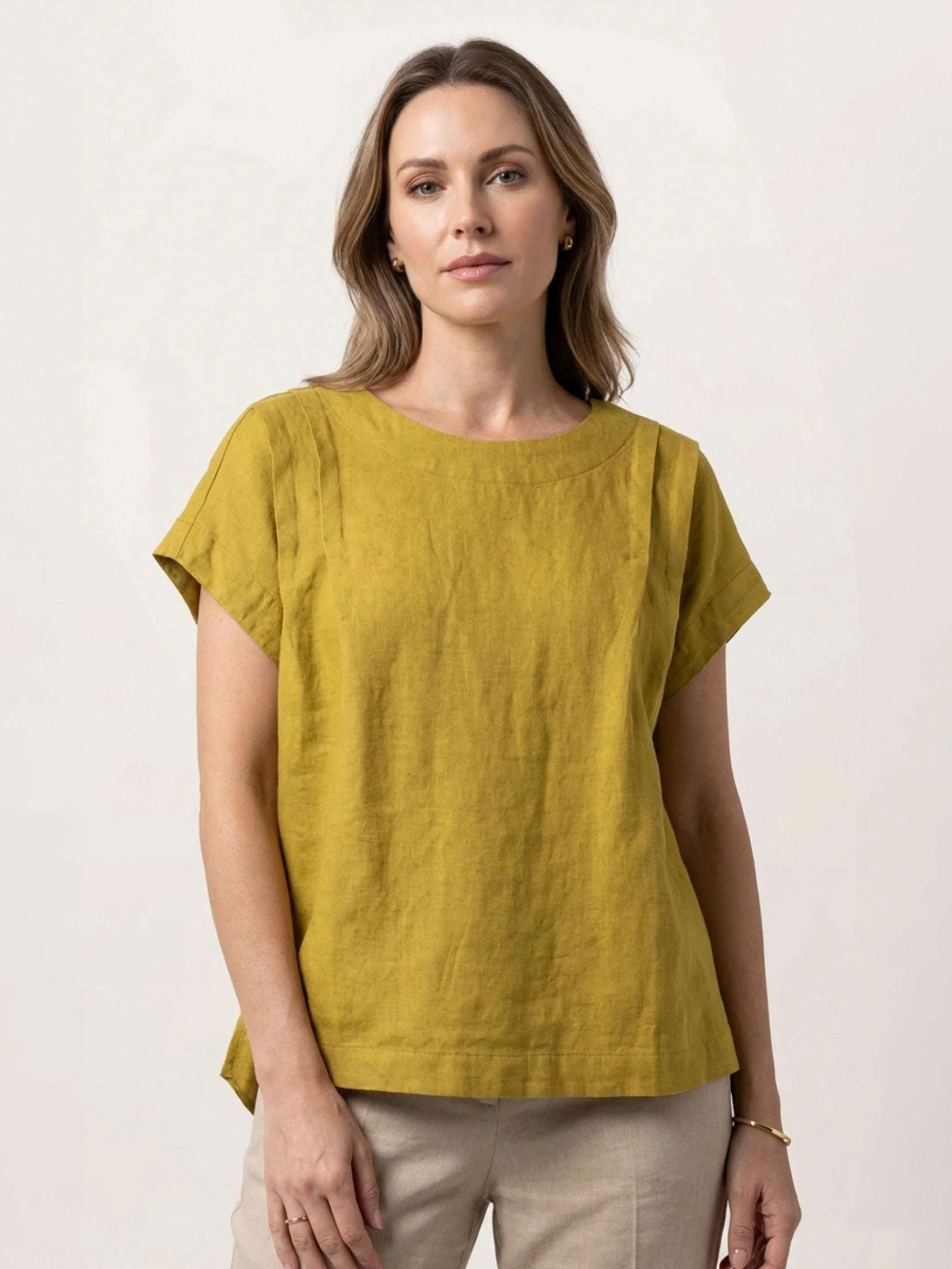 100% Linen Boxy Cap-Sleeve Top - Image 7