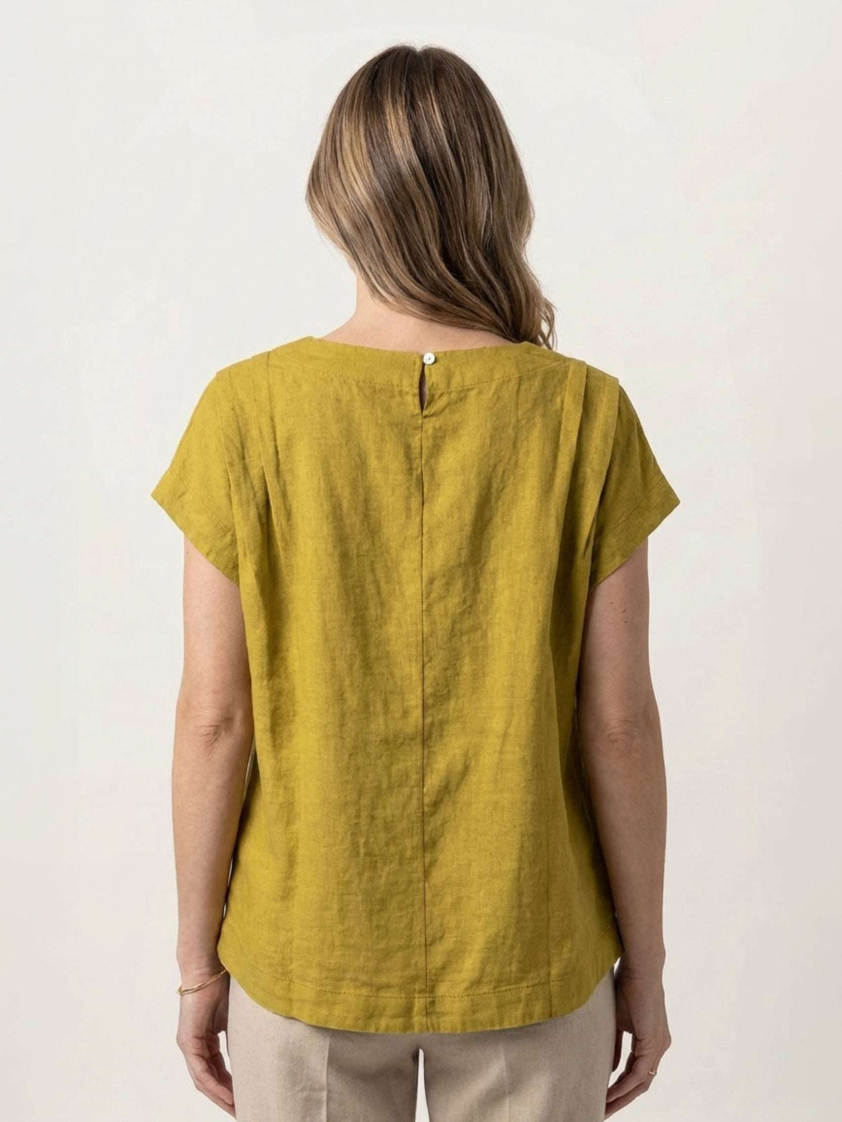 100% Linen Boxy Cap-Sleeve Top - Image 9