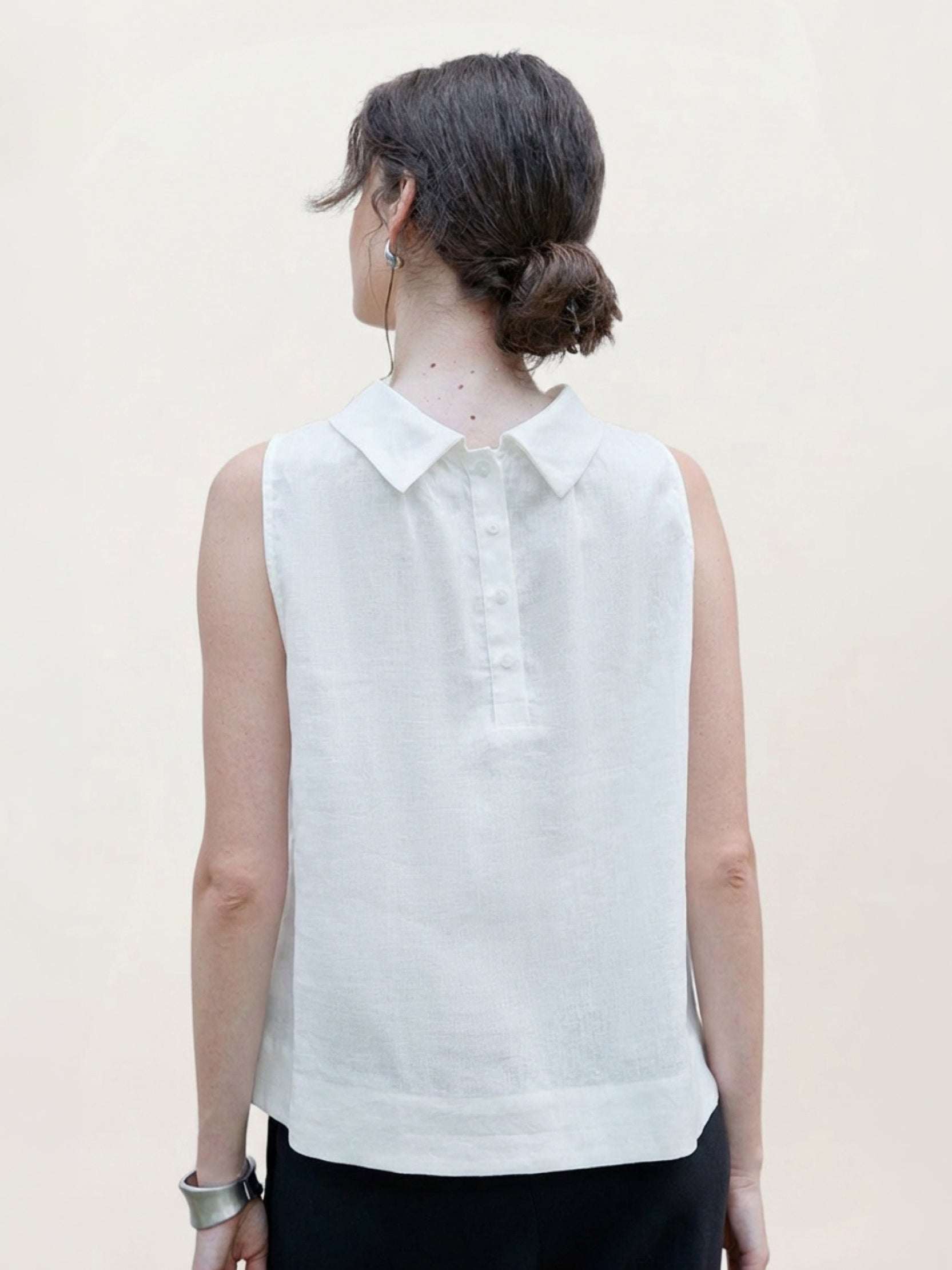 100% Linen Cowl-Collar Sleeveless Top - Image 10
