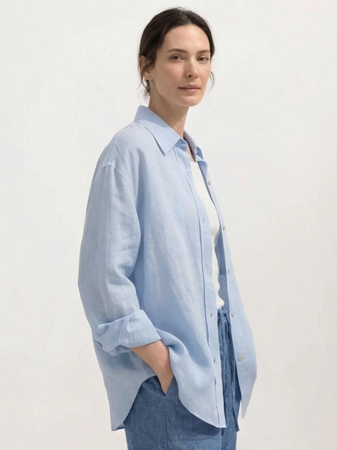 100% Linen Dropped-Shoulder Shirt - Image 13