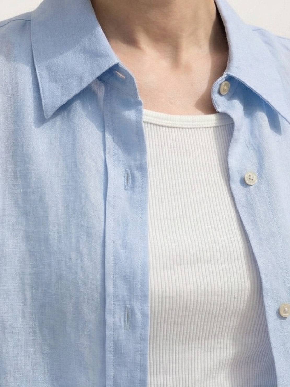 100% Linen Dropped-Shoulder Shirt - Image 14