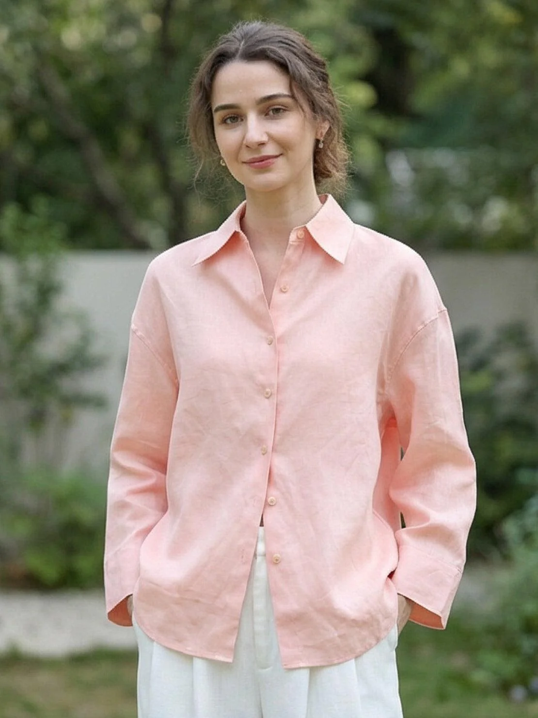 100% Linen Dropped-Shoulder Shirt - Image 17