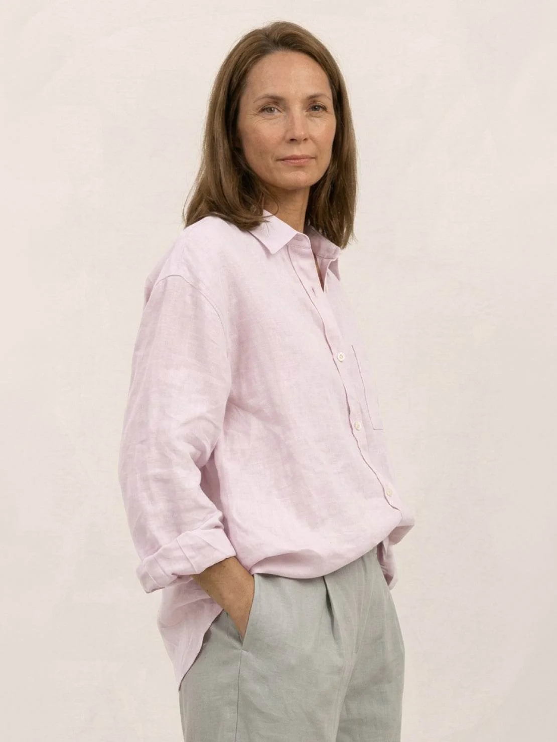 100% Linen Dropped-Shoulder Shirt - Image 3