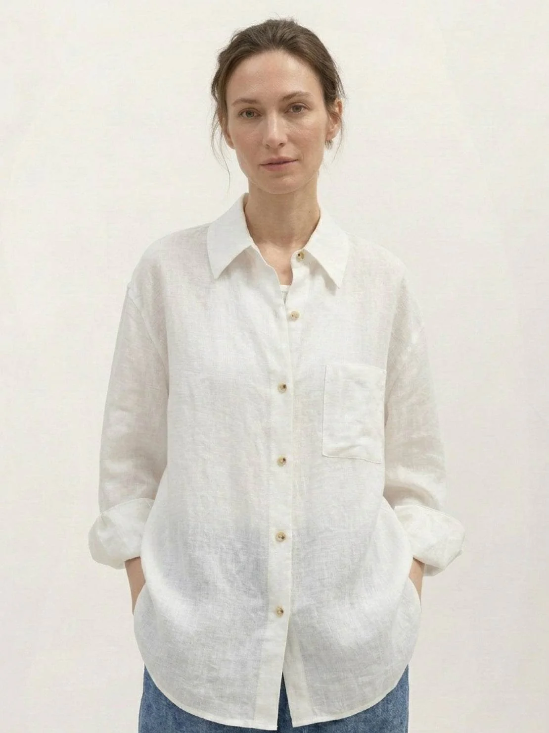 100% Linen Dropped-Shoulder Shirt - Image 6