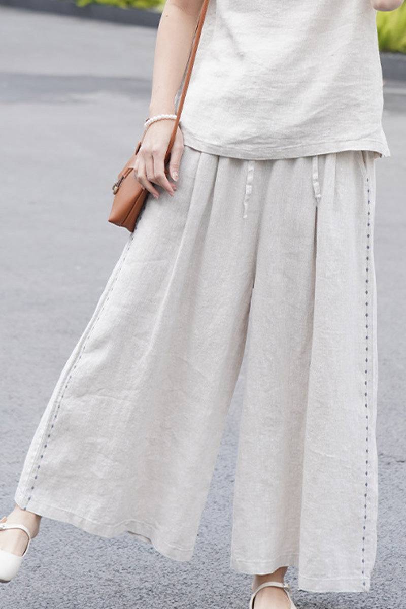 100% Linen One Size Fits All Wide-Leg Pants - Image 8