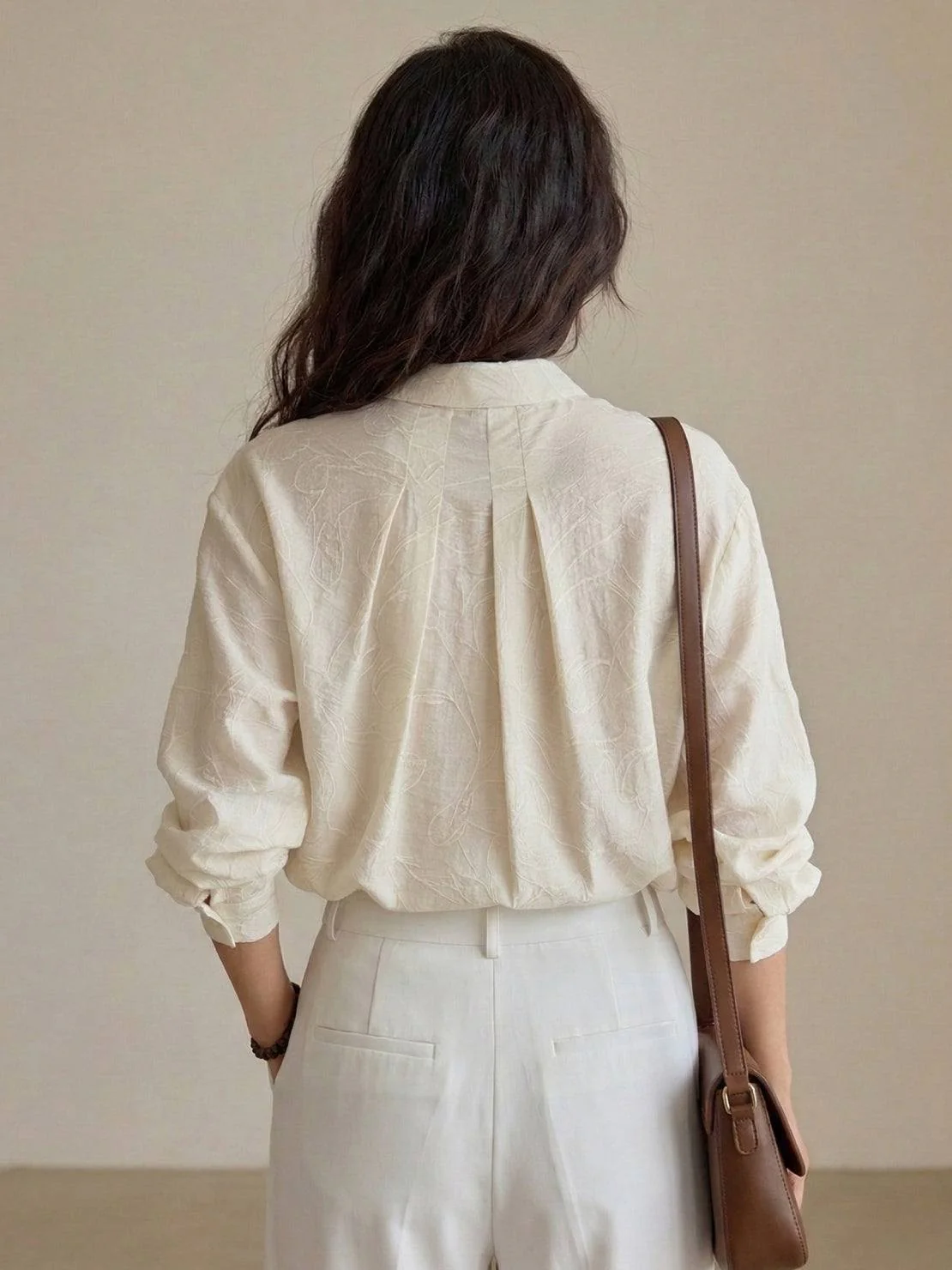 100% Linen Oversized Jacquard Shirt - Image 11