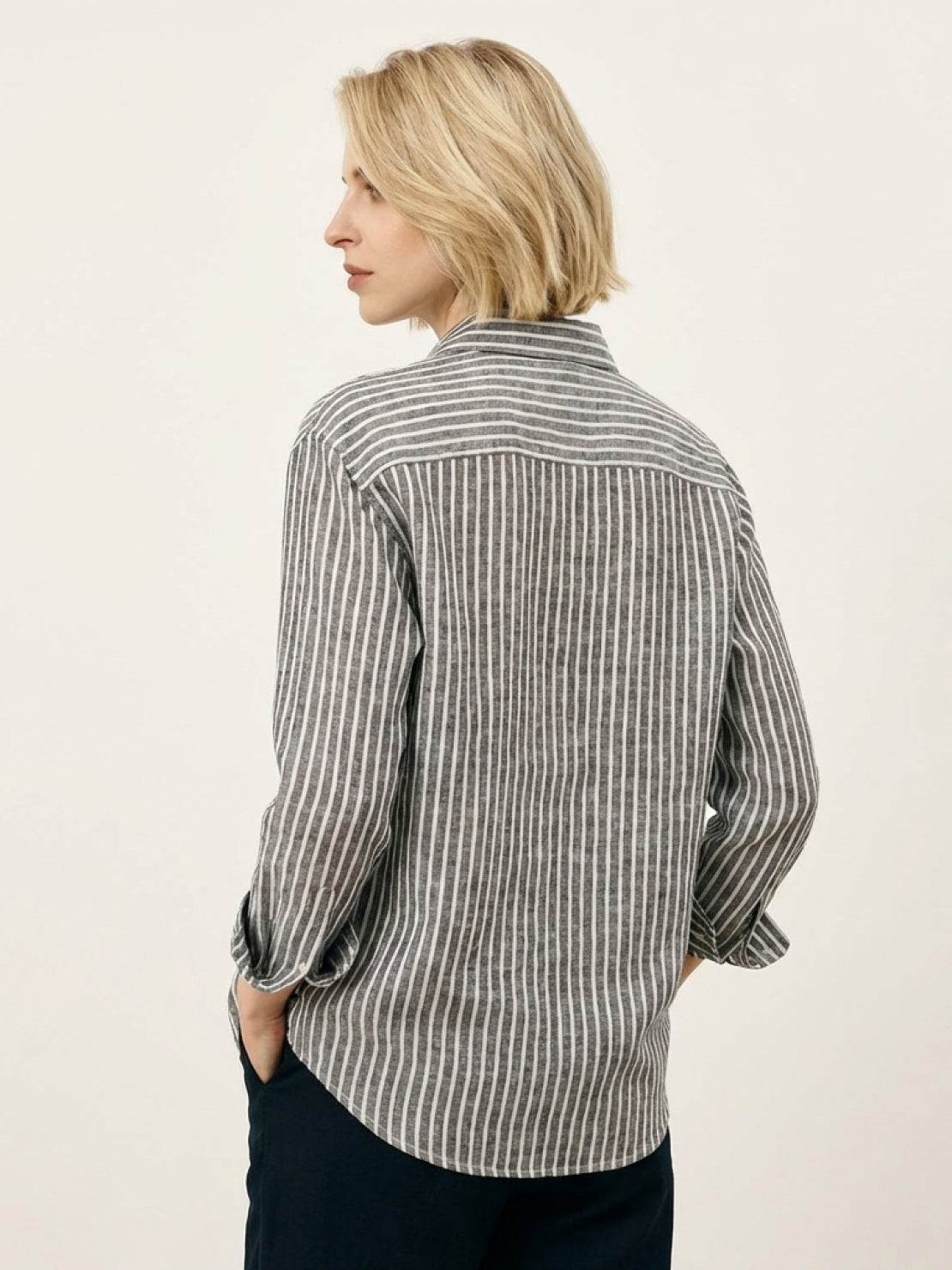 100% Linen Pinstripe Shirt - Image 10