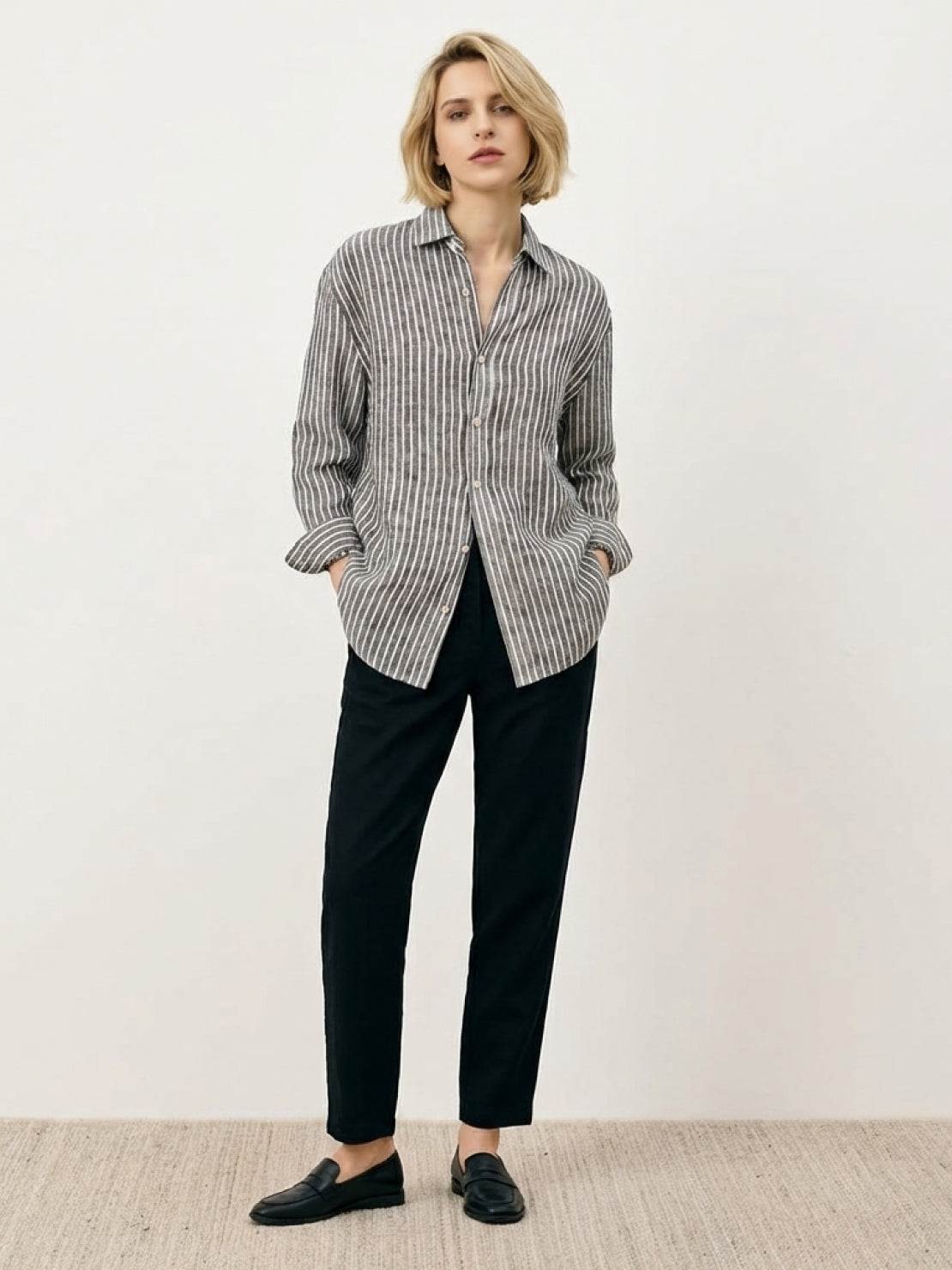 100% Linen Pinstripe Shirt - Image 11
