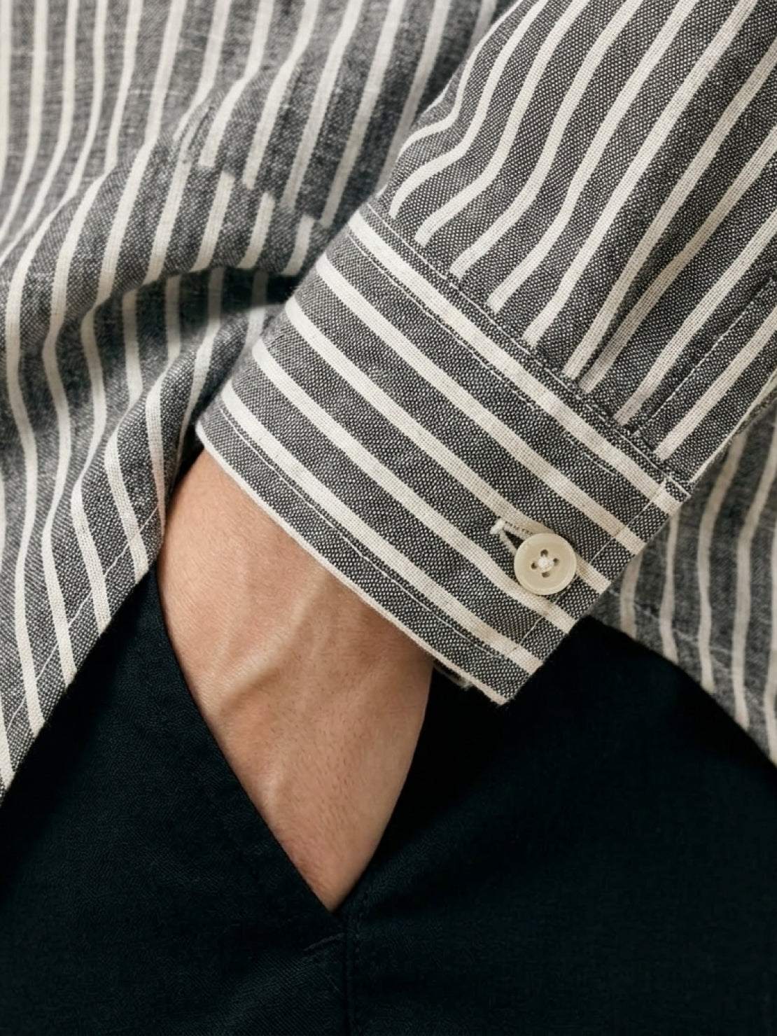100% Linen Pinstripe Shirt - Image 12
