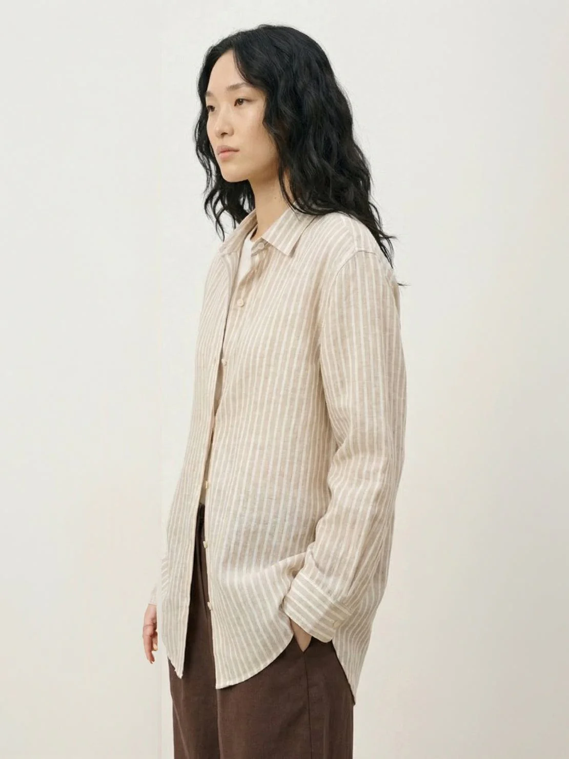 100% Linen Pinstripe Shirt - Image 14