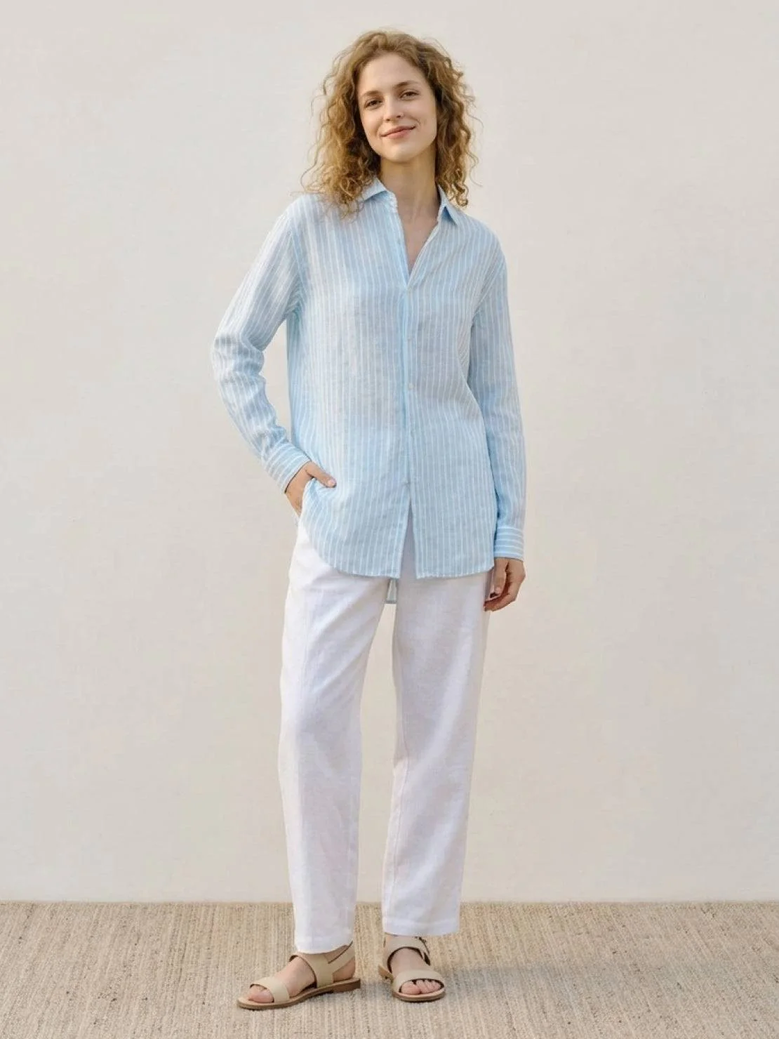 100% Linen Pinstripe Shirt - Image 5