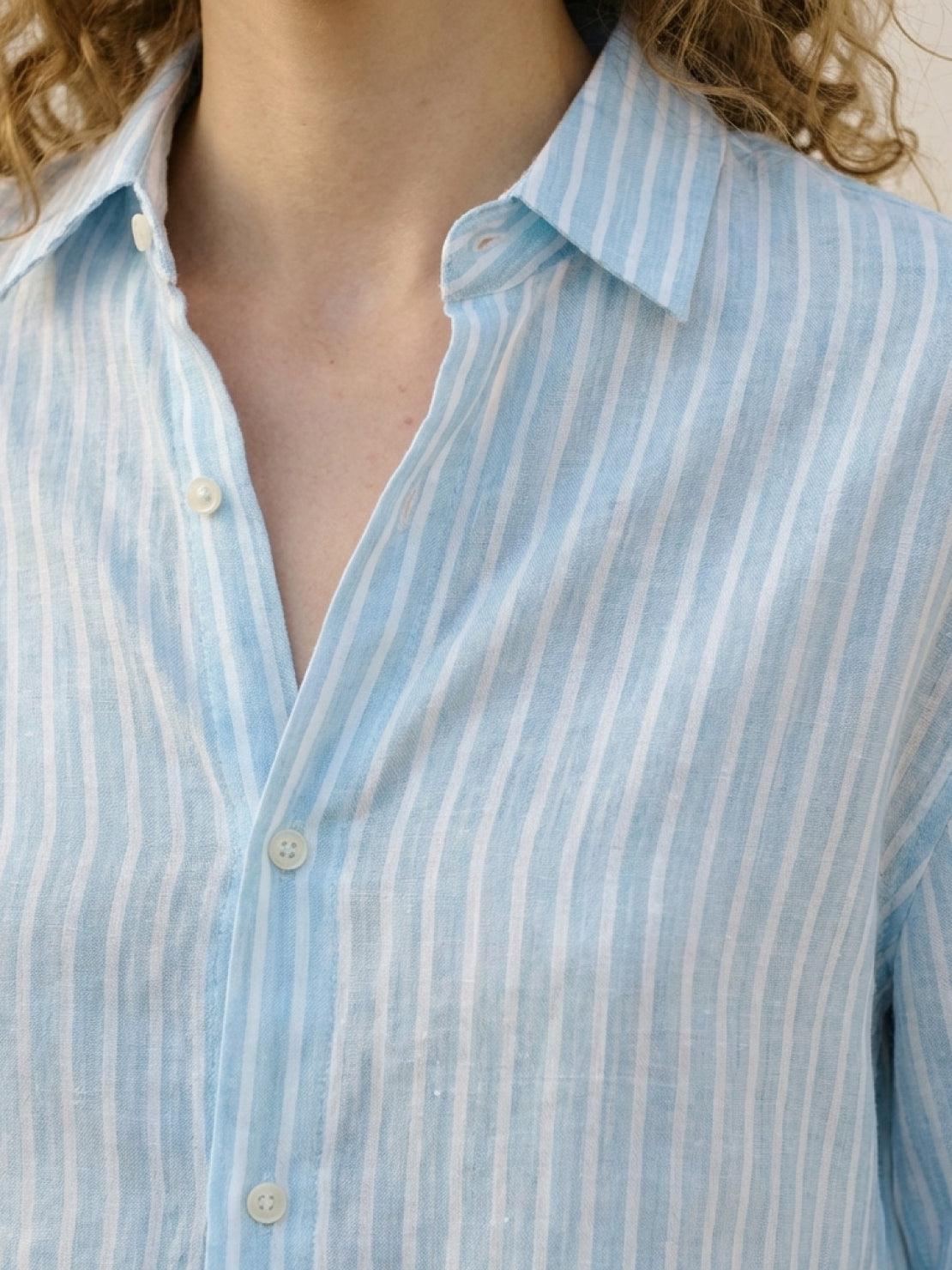 100% Linen Pinstripe Shirt - Image 6