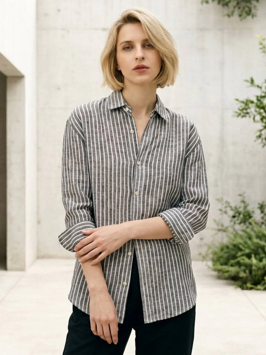 100% Linen Pinstripe Shirt - Image 8