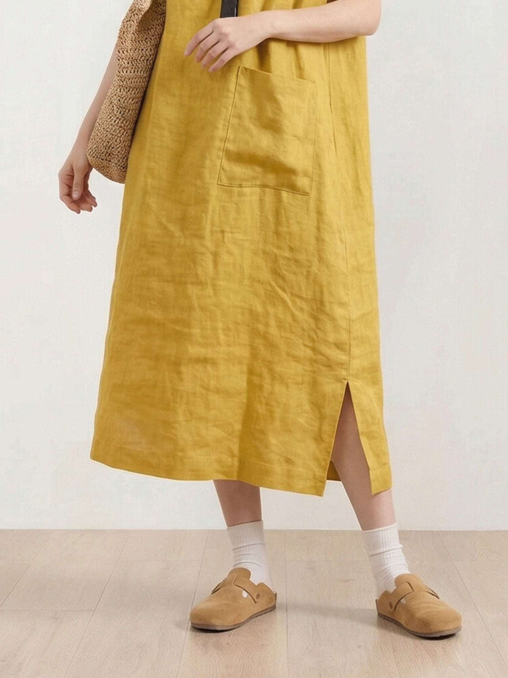 100% Linen Pocket Midi Dress - Image 11