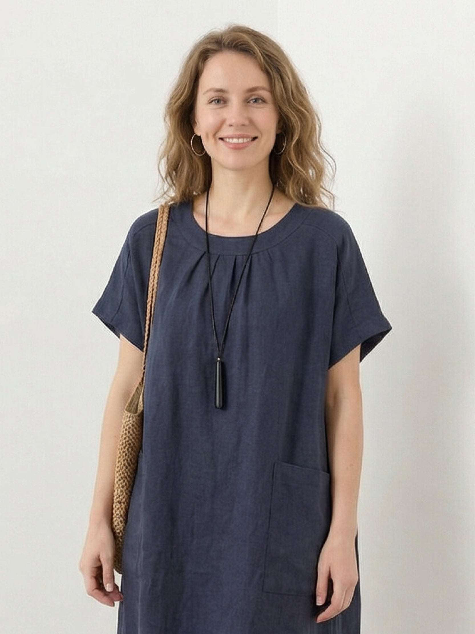 100% Linen Pocket Midi Dress - Image 16