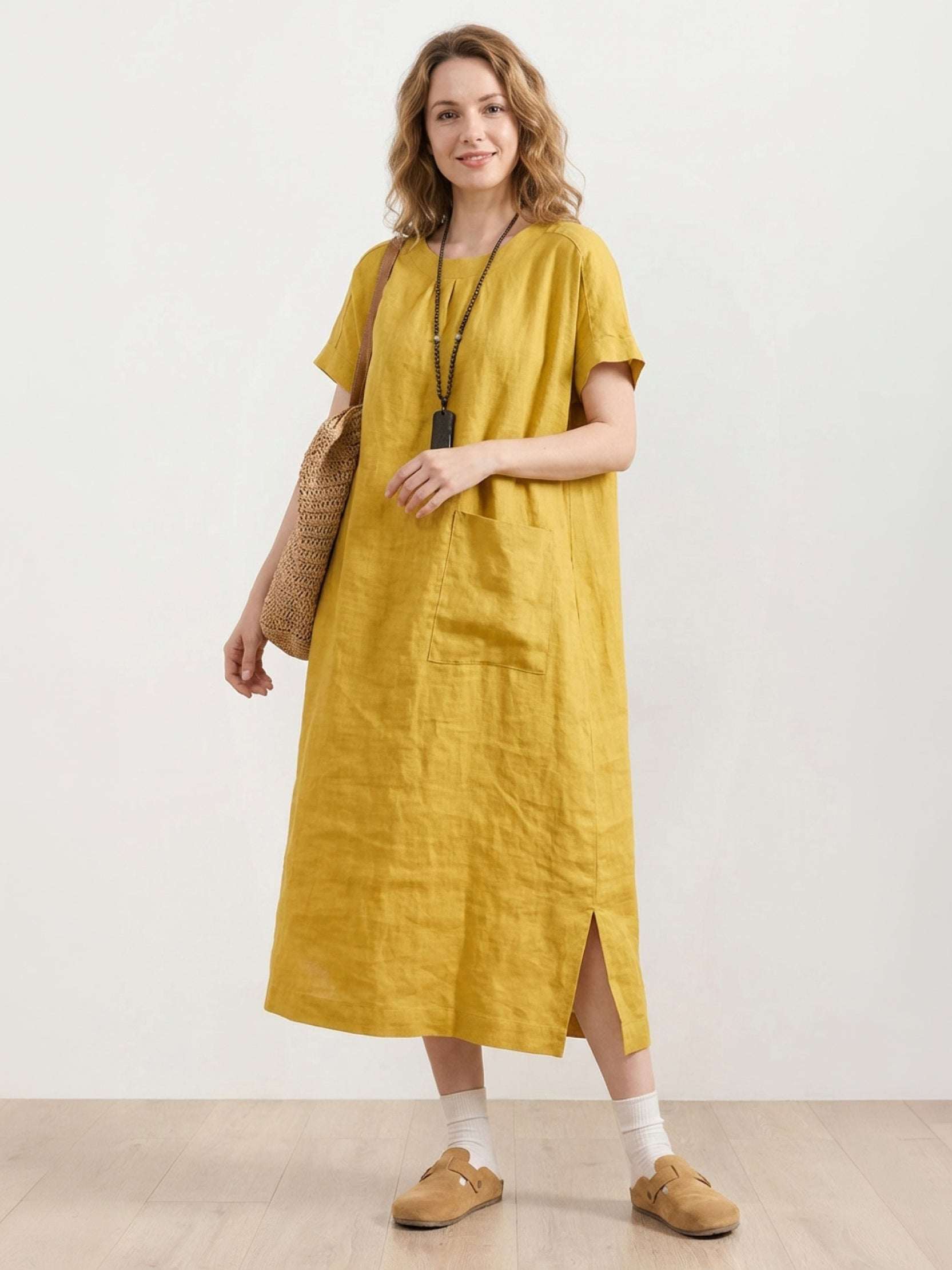 100% Linen Pocket Midi Dress - Image 7