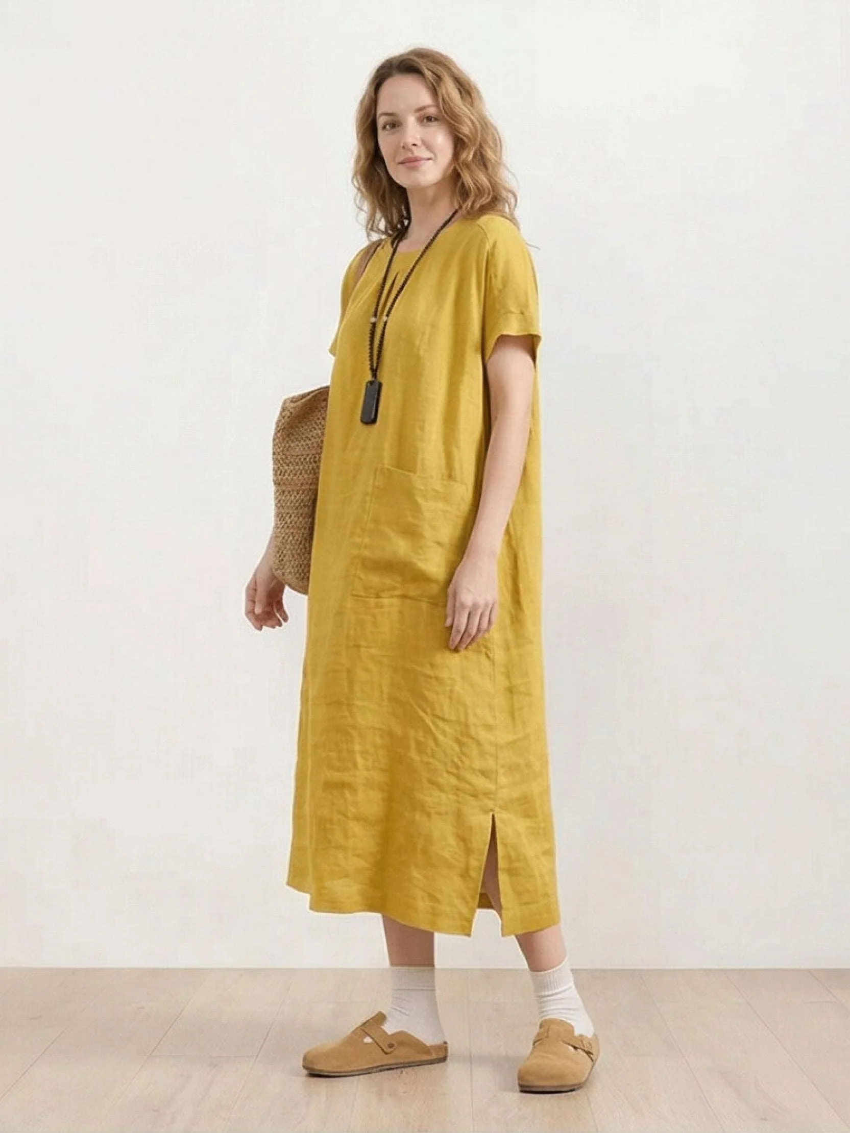 100% Linen Pocket Midi Dress - Image 9