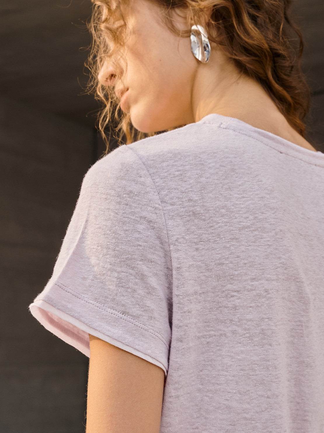 100% Linen Rolled Cuff Tee - Image 14