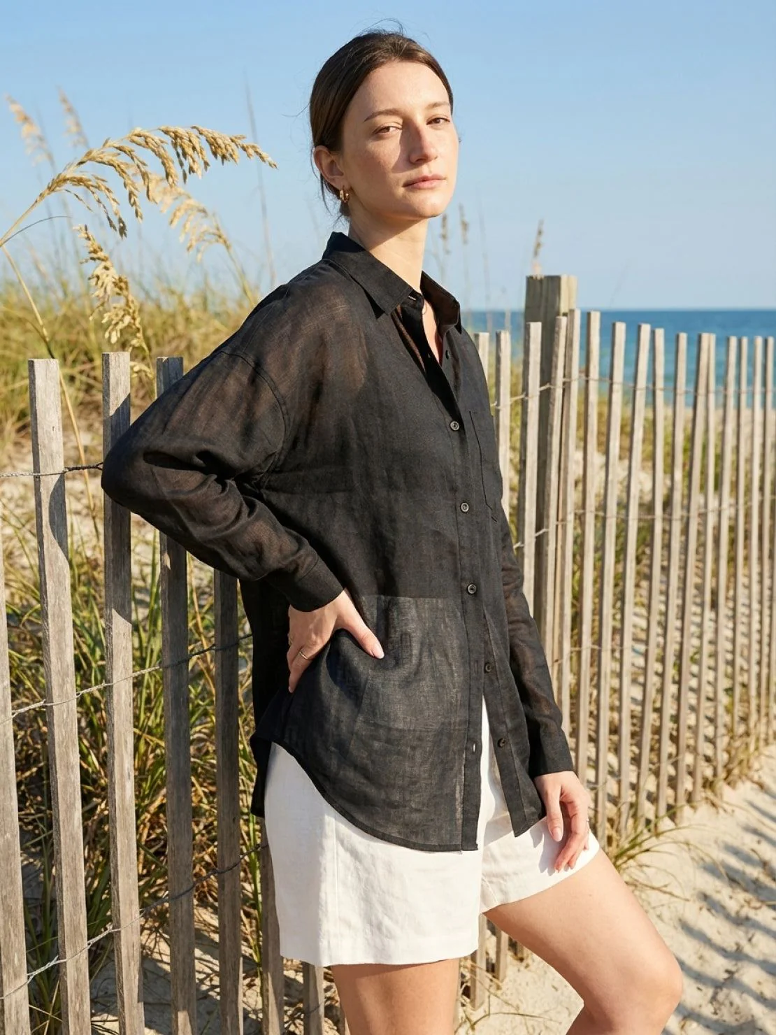 100% Linen Sheer Overshirt - Image 8