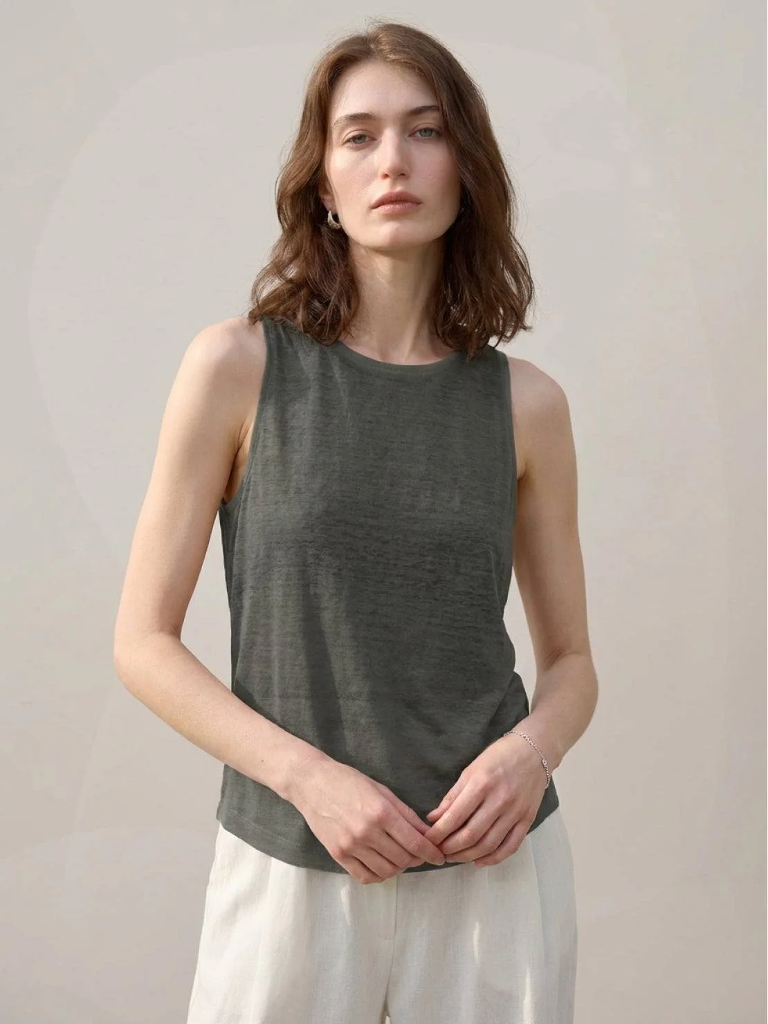 100% Linen Wide Neck Vest - Image 16