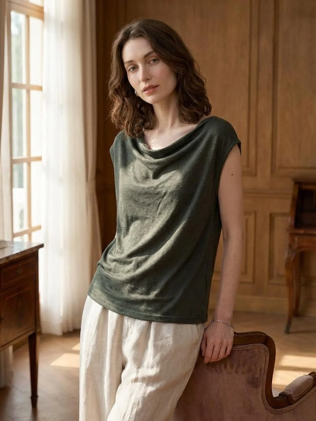 100% Linen Wide Neck Vest - Image 7
