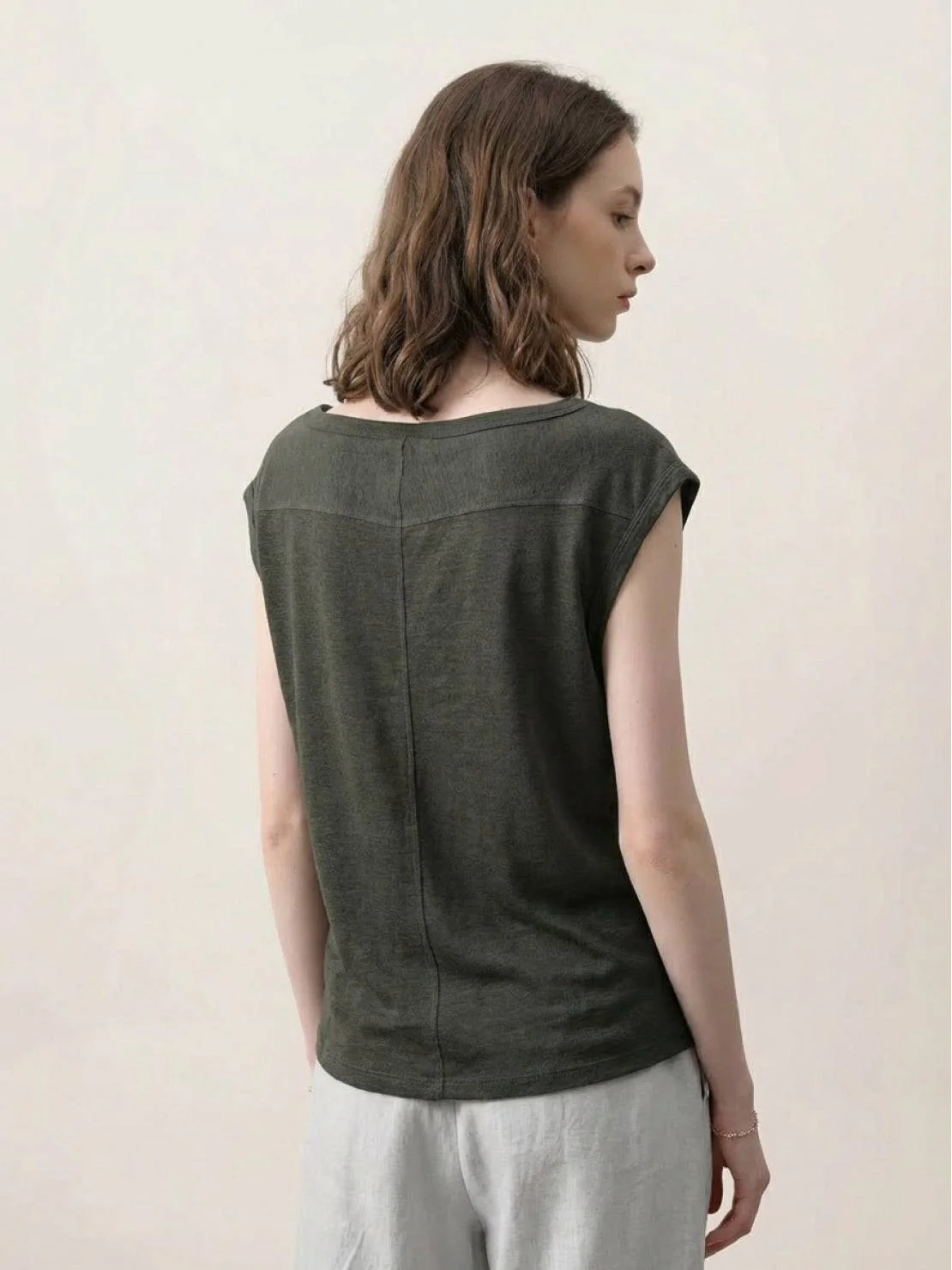 100% Linen Wide Neck Vest - Image 8