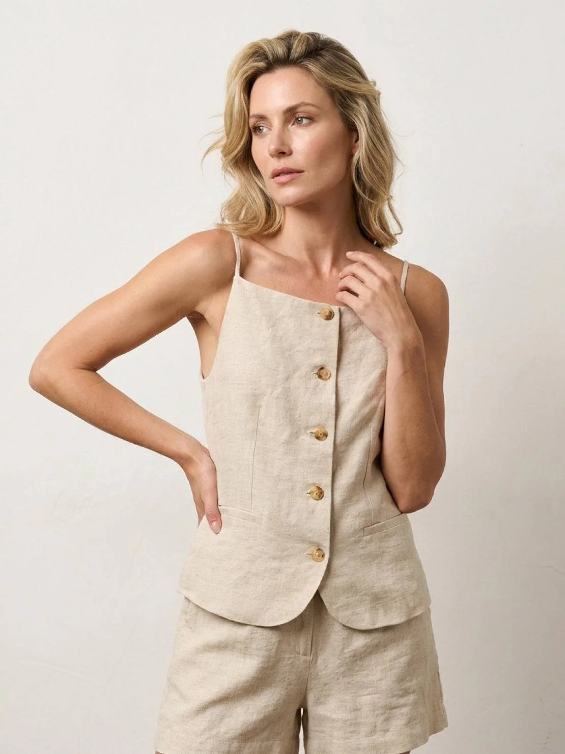 100% Linen Yarn-Dyed Vest - Image 7