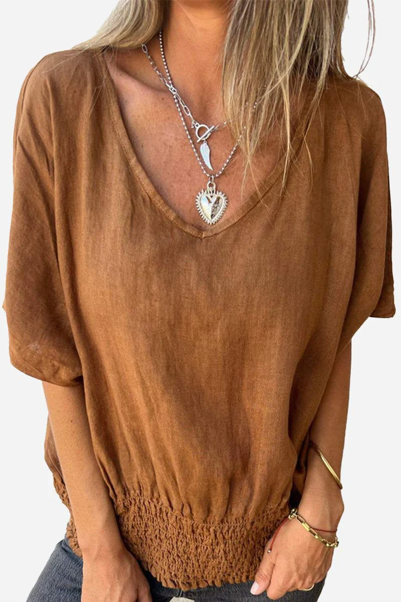 100% Pure Linen Natural Sophistication Short-sleeve Blouse - Image 5