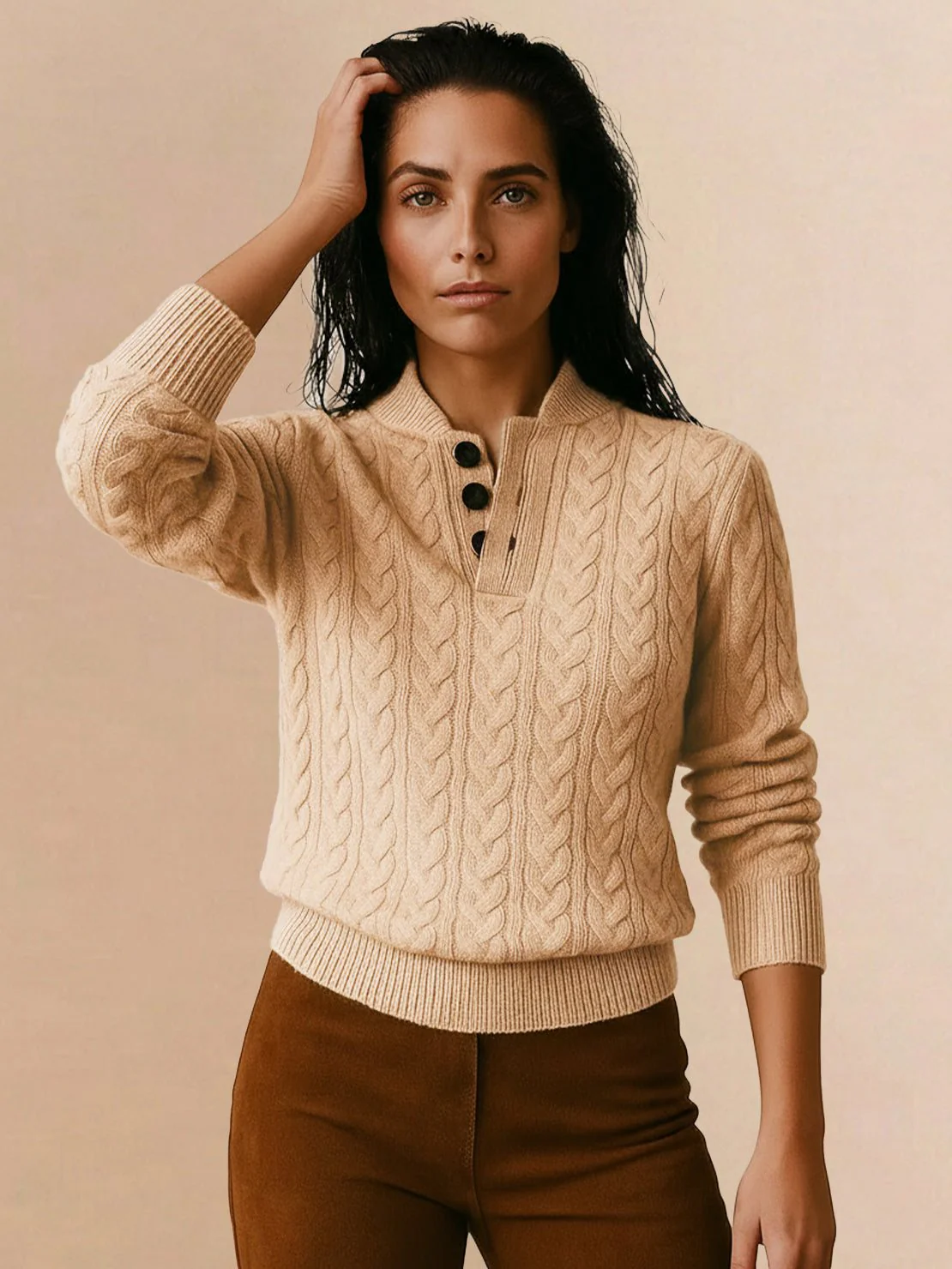 100% Wool Cable-Knit Sweater