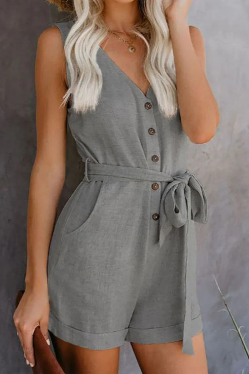 Alluring V-neck Layered Romper - Image 3