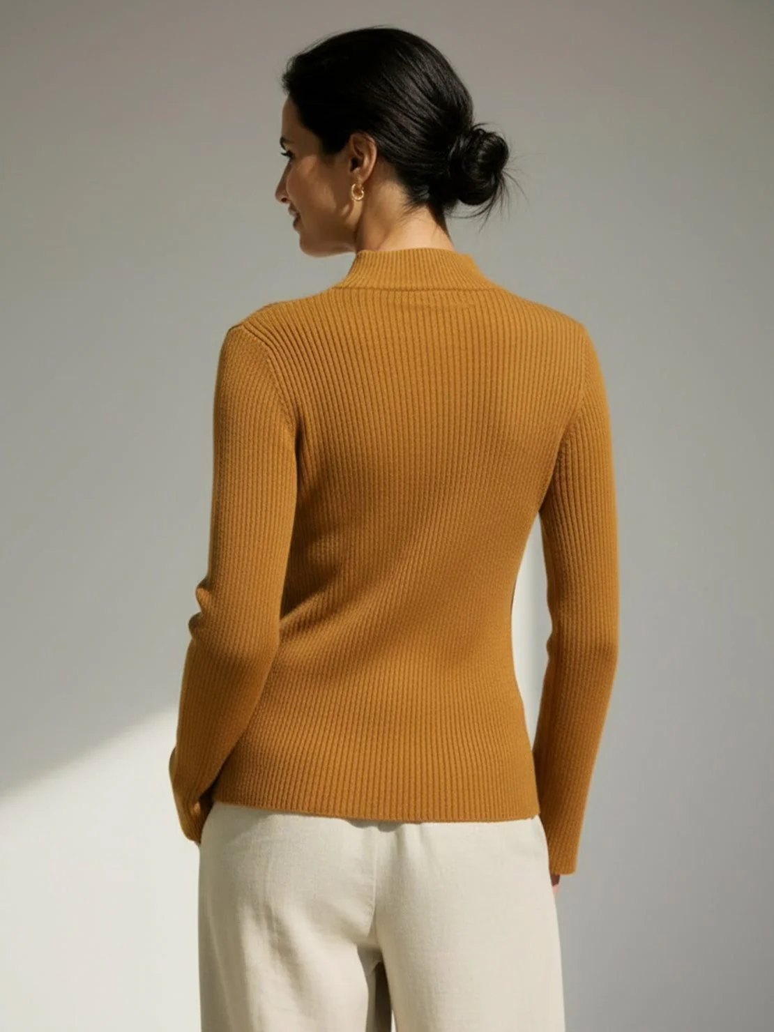 Asymmetric Wrap Ribbed Knit Top - Image 3