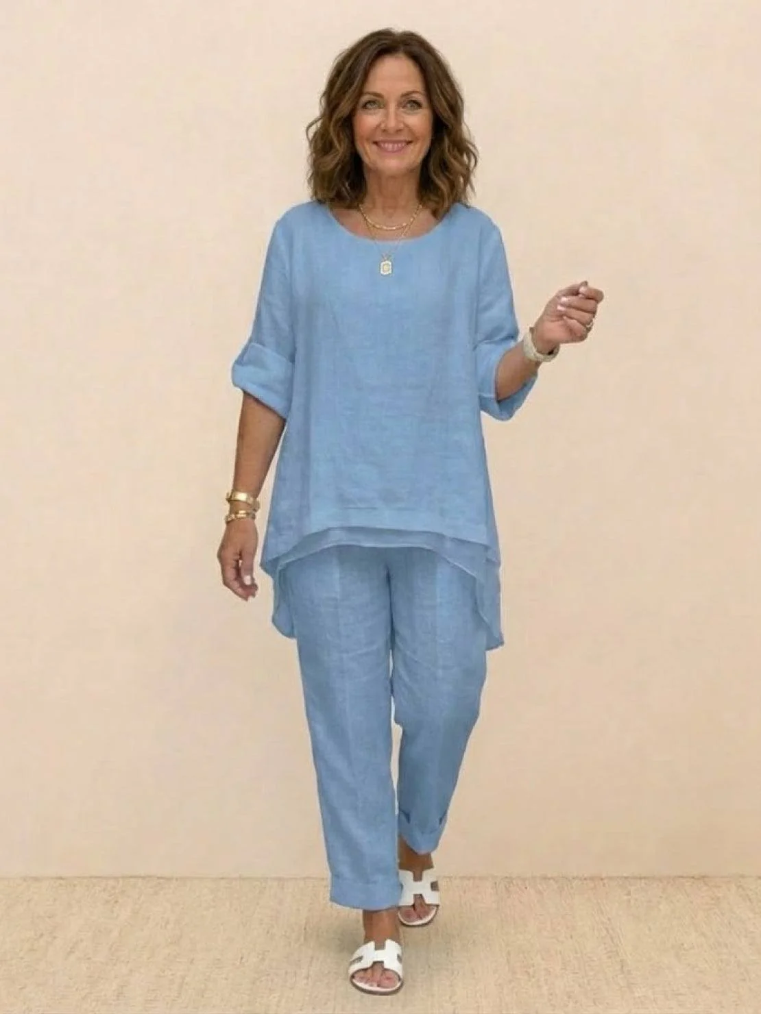 Asymmetrical Two-Piece Trouser Set - Image 6