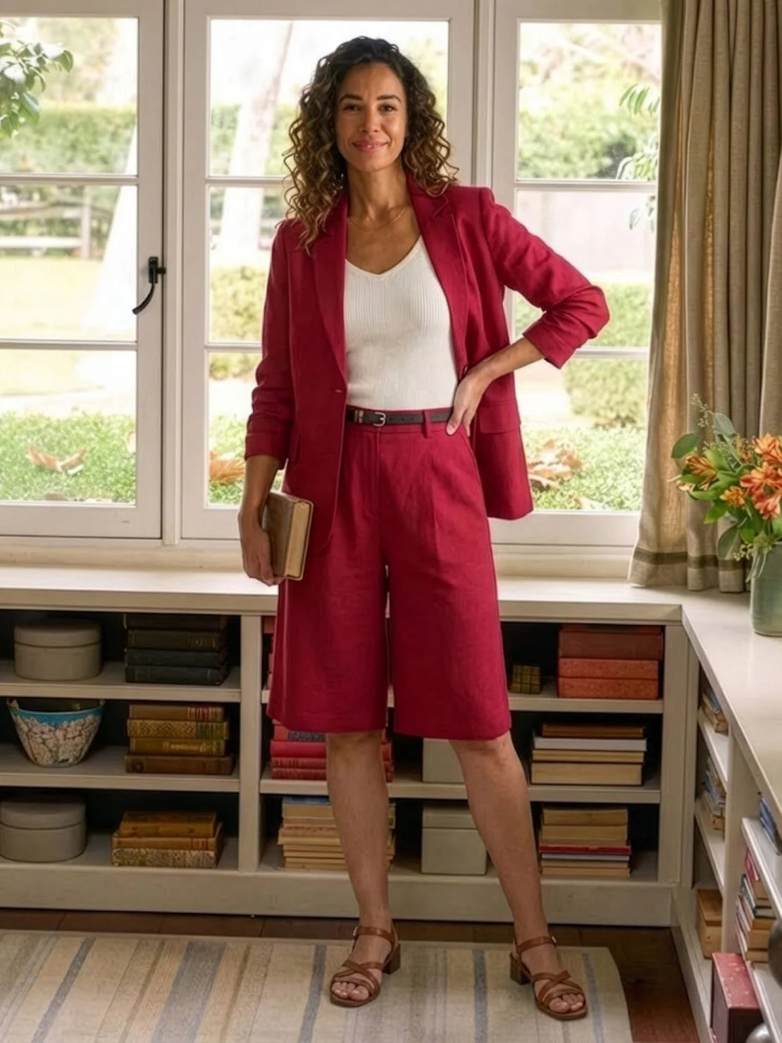 Blazer and High-Waisted Shorts Two-Piece Set - Image 26