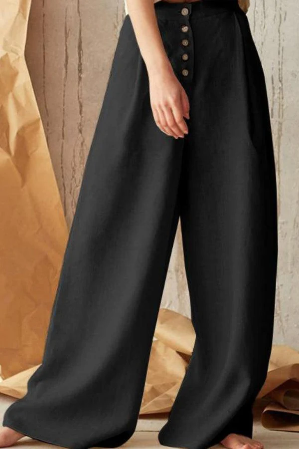 Button Front High Waist Palazzo Pants - Image 12