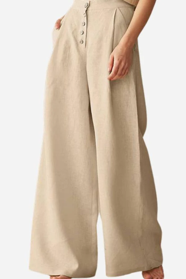 Button Front High Waist Palazzo Pants - Image 6