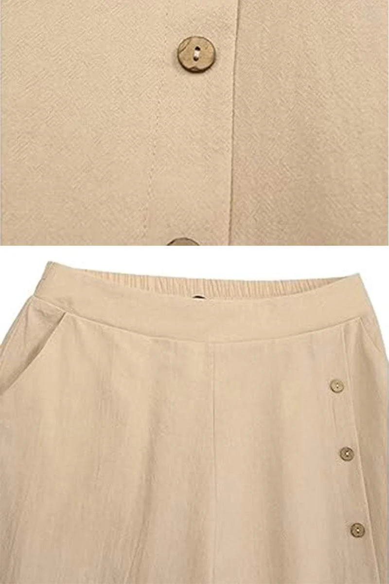 Button Wide Leg Pants - Image 4