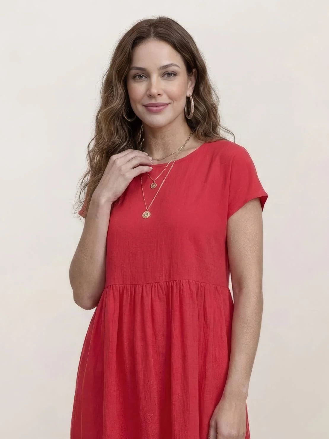 Capped-sleeve, Voluminous Pleated Midi Dress - Image 38