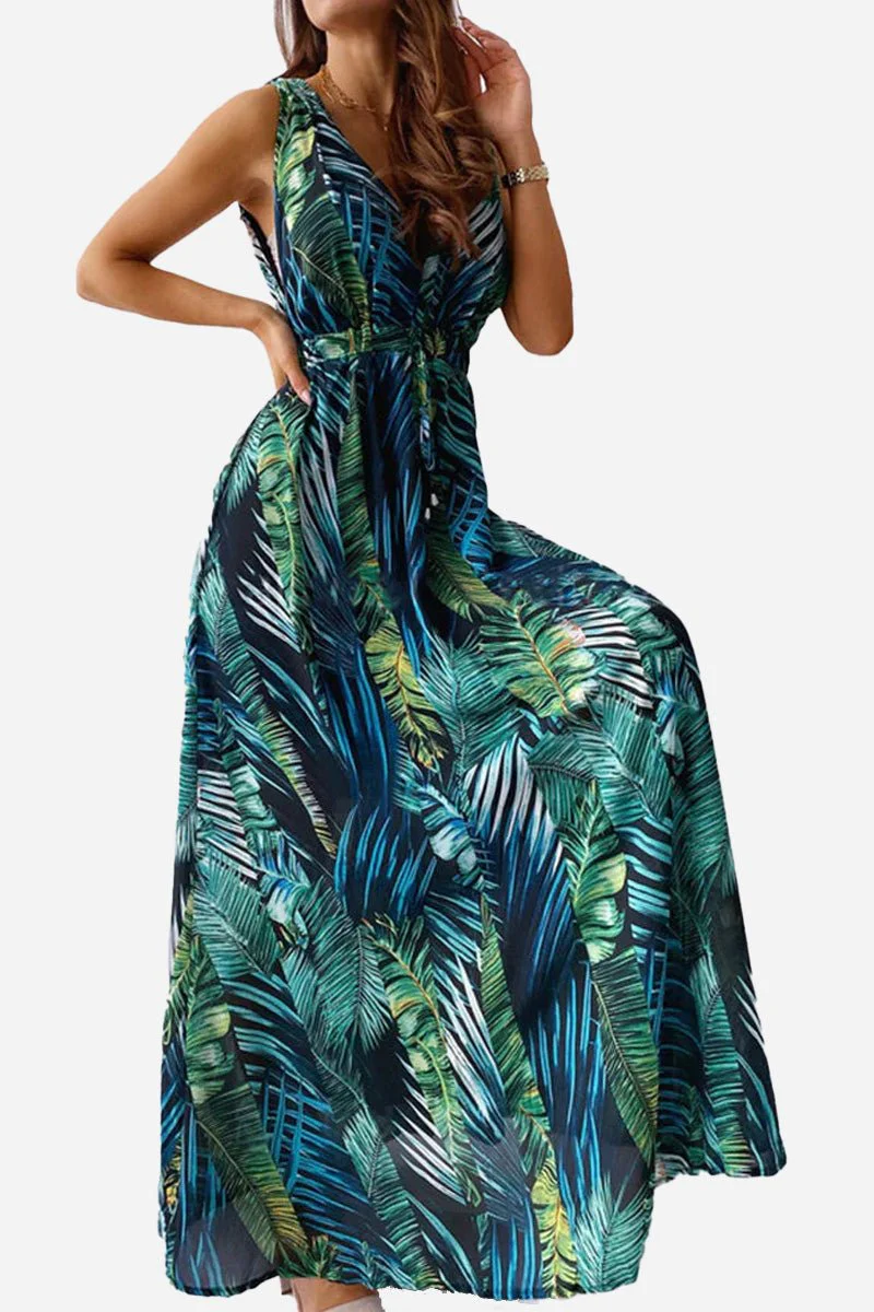 Casual Sleeveless Print Strap Dress - Image 3