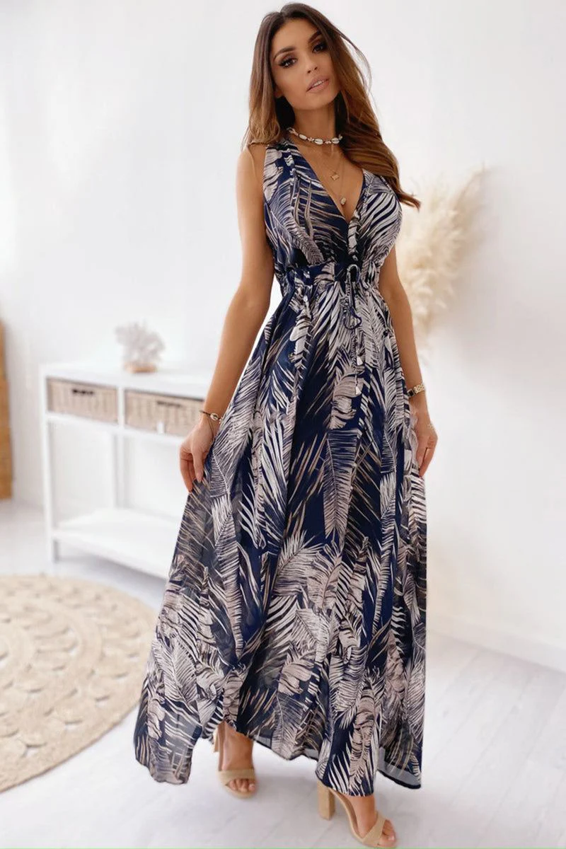 Casual Sleeveless Print Strap Dress - Image 7