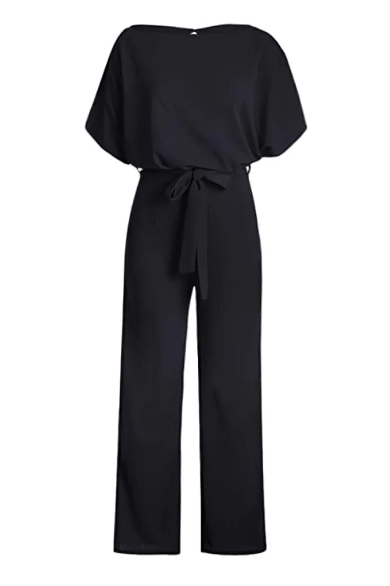 Chic Short-Sleeved Wide-Leg Jumpsuit - Image 4
