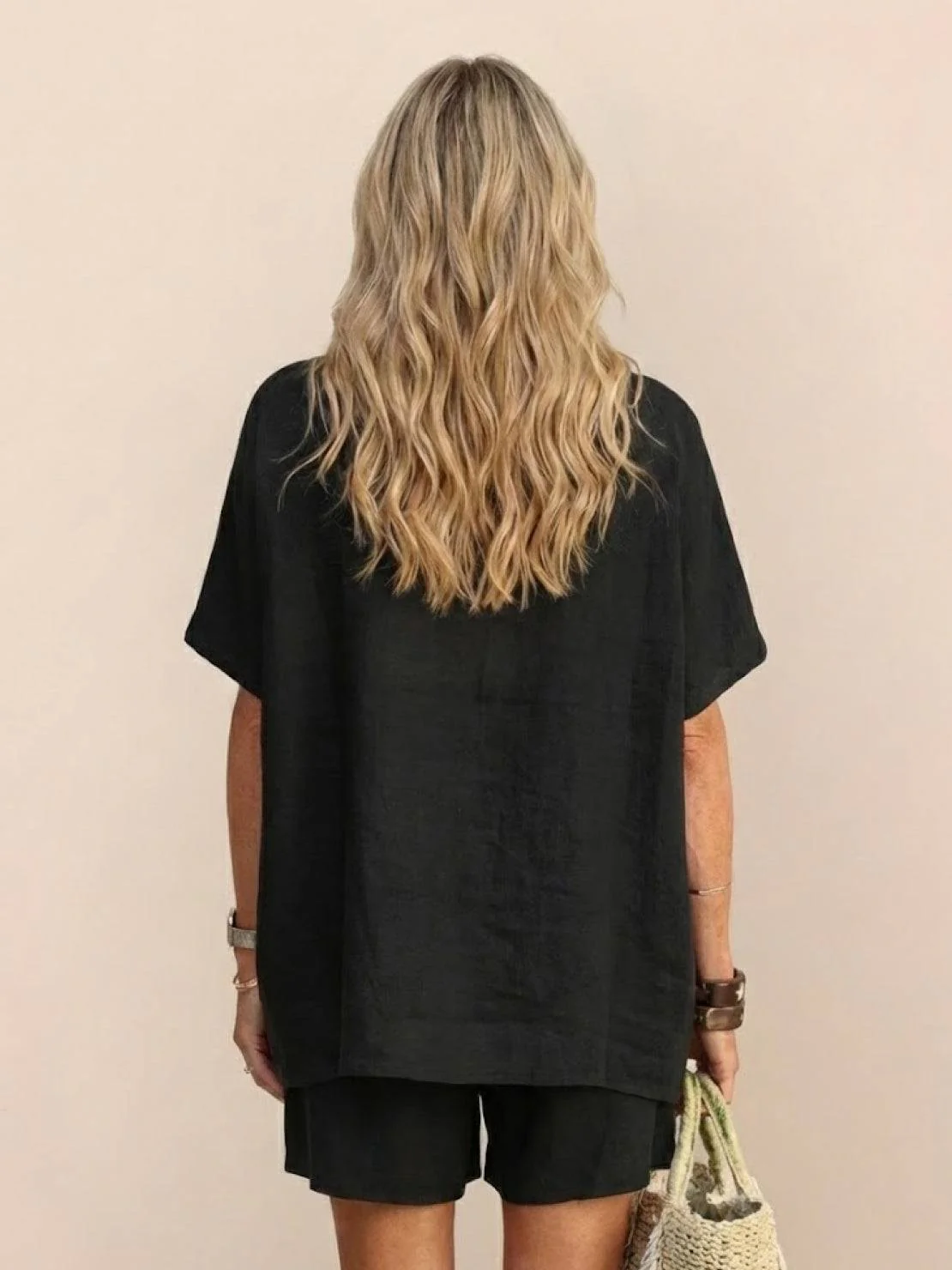 Comfy Linen-like Shirt & Shorts Two-Piece Set - Image 28