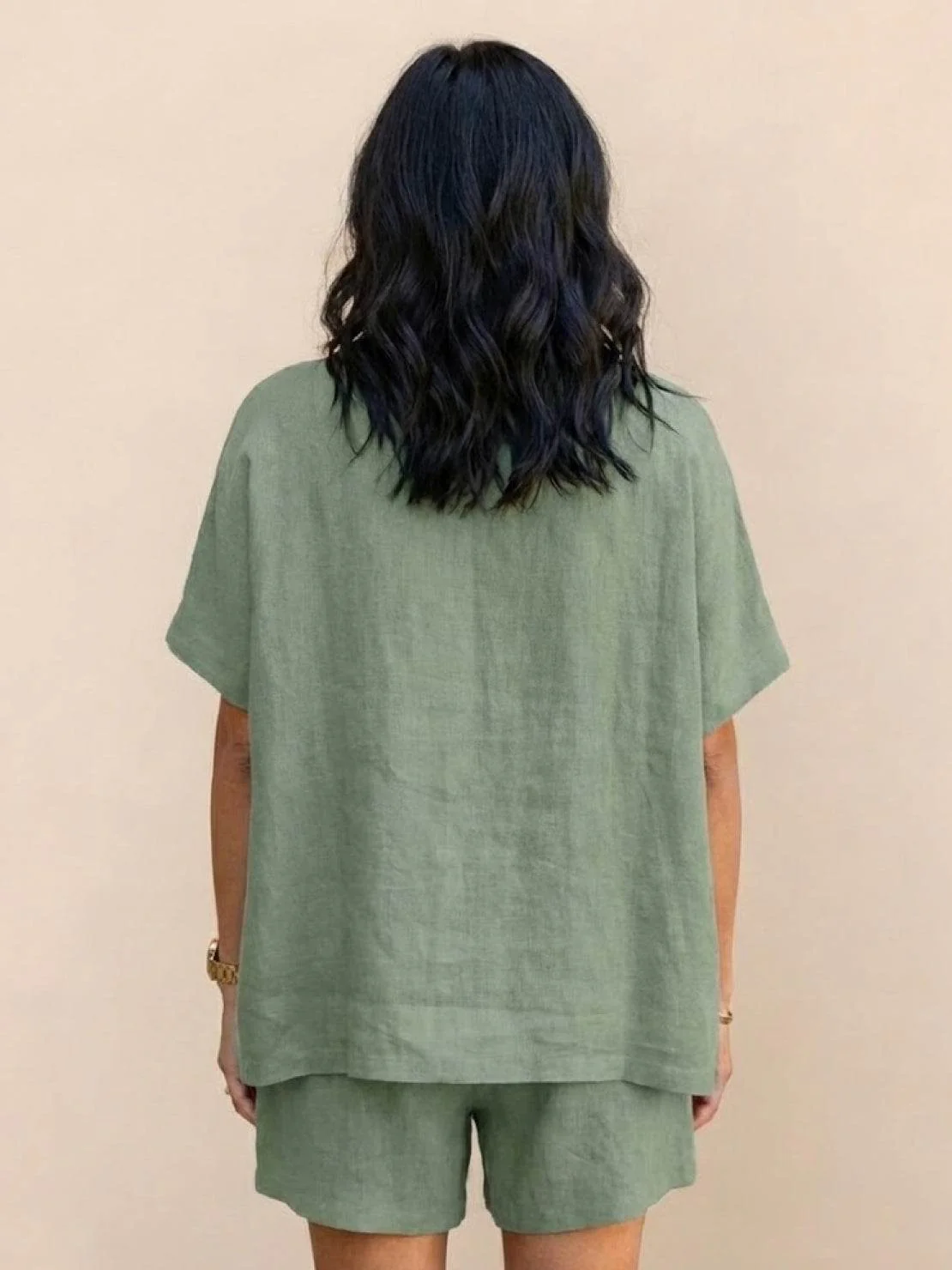 Comfy Linen-like Shirt & Shorts Two-Piece Set - Image 4