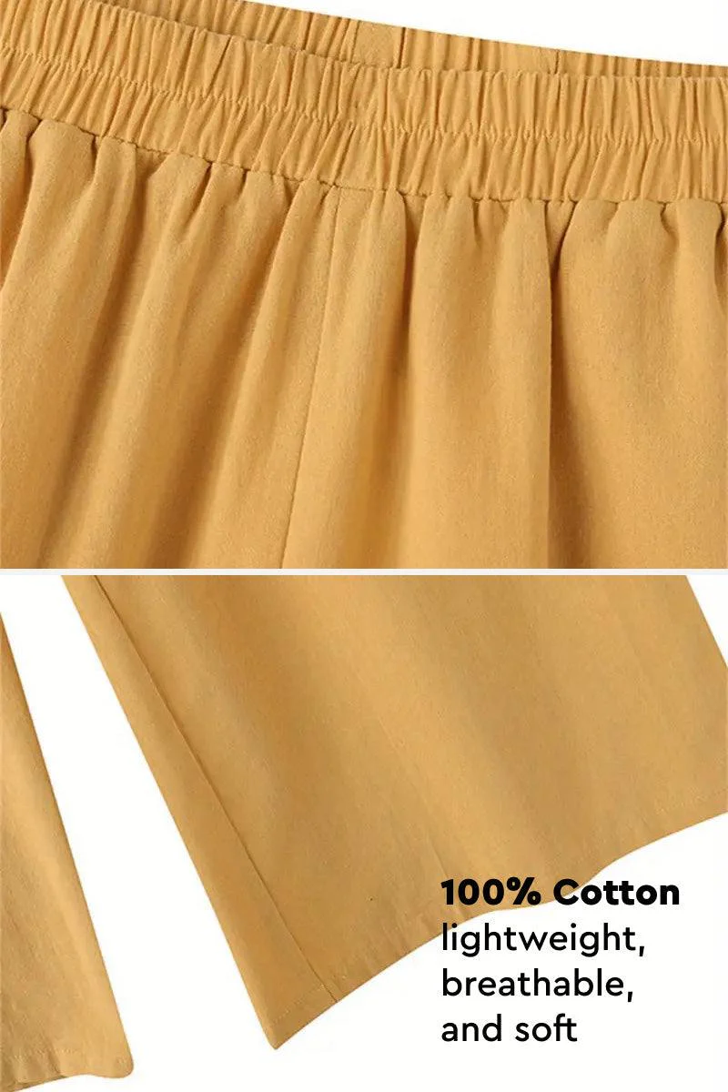 Cotton Casual Solid Color Pants Set - Image 3