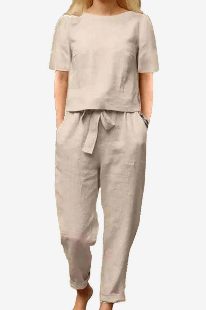 Cotton-Linen Blend Monochrome Two-Piece Set - Image 10