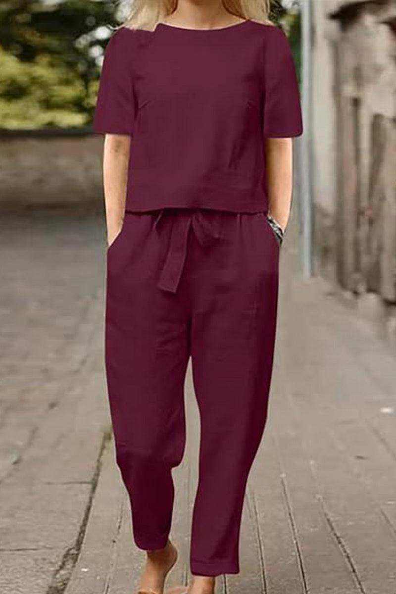 Cotton-Linen Blend Monochrome Two-Piece Set - Image 12