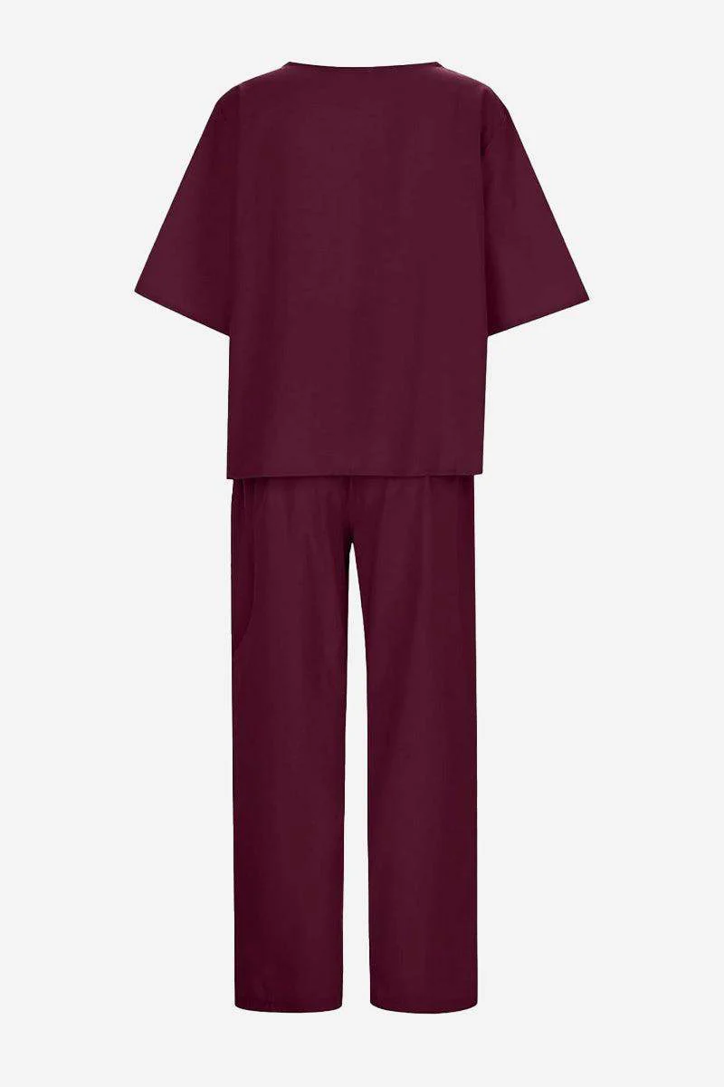 Cotton-Linen Blend Monochrome Two-Piece Set - Image 14