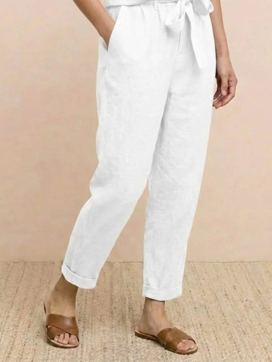 Cotton-Linen Blend Monochrome Two-Piece Set - Image 25