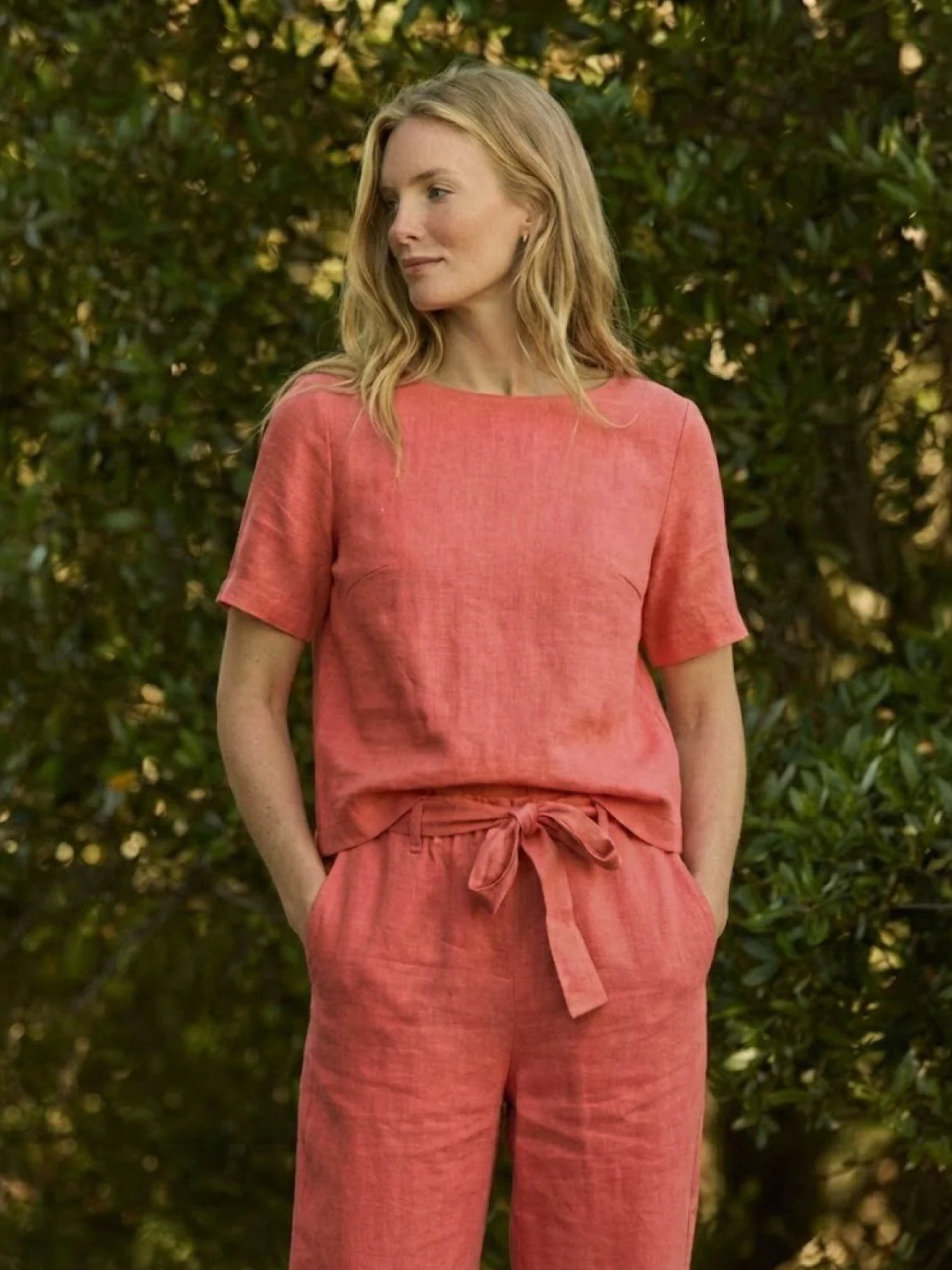Cotton-Linen Blend Monochrome Two-Piece Set - Image 30